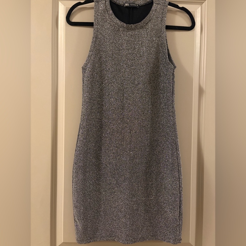 Zara Metallic Gray Mini Dress